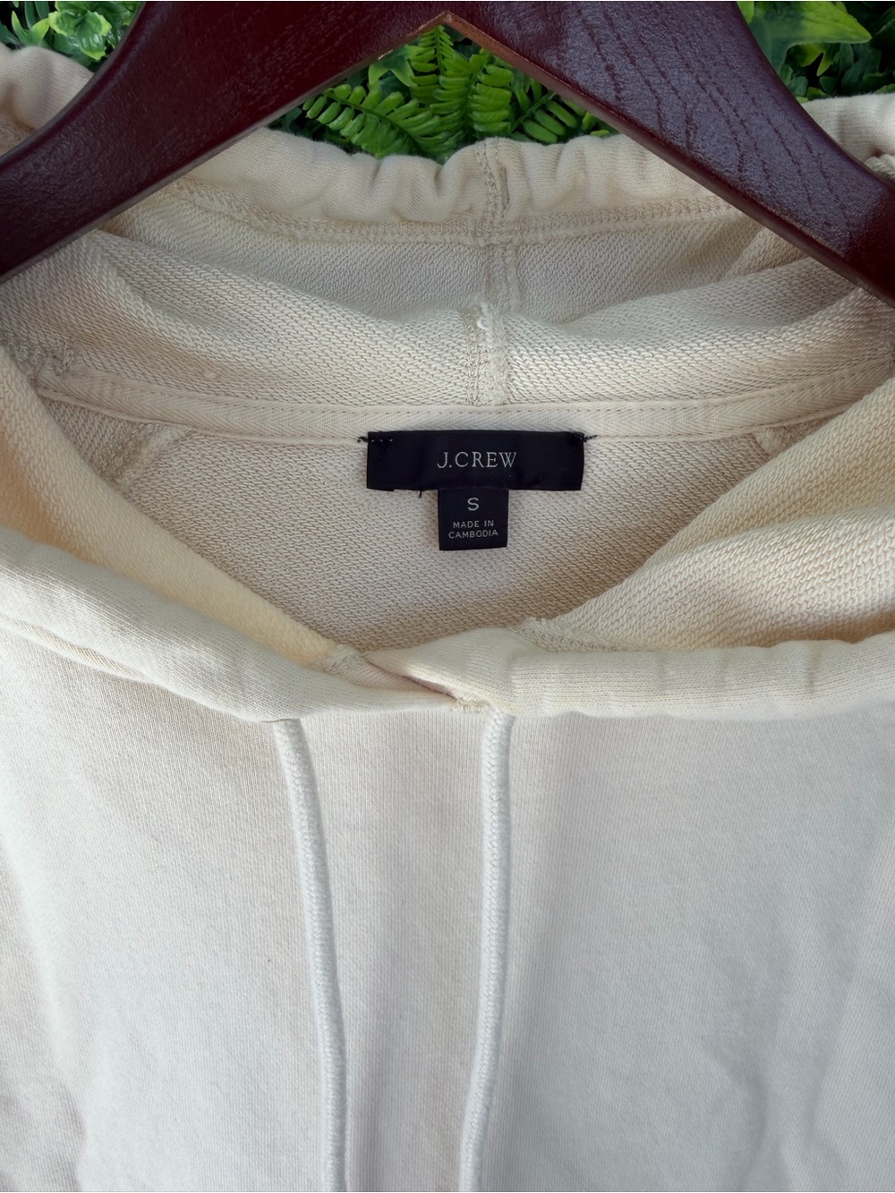 J.Crew 100% Cotton Cream Navy Stripe Pullover Hoodie Sweatshirt Size Small - Picture 5 of 8
